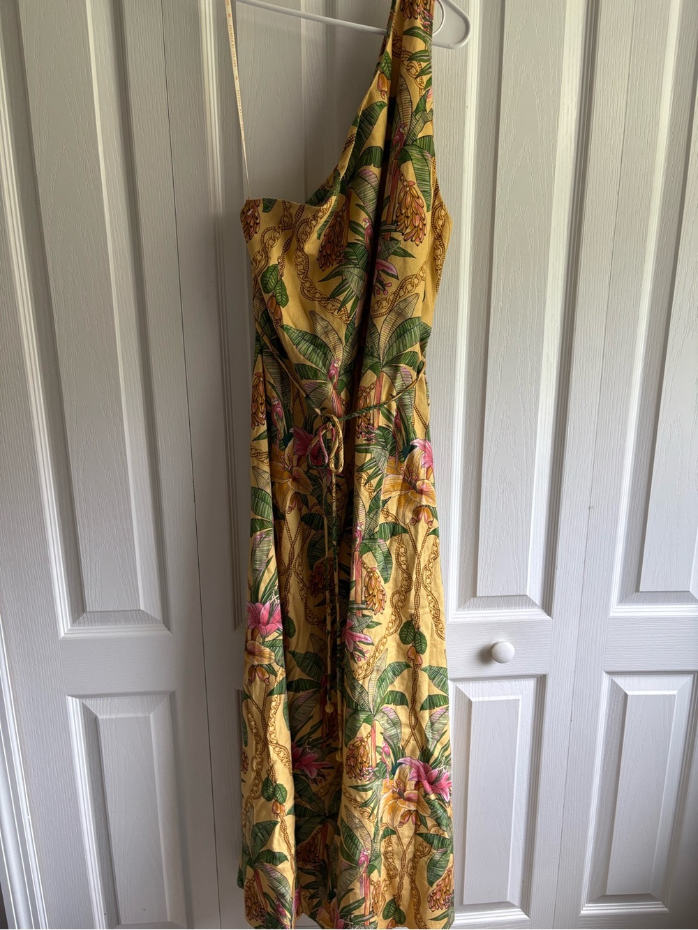 Farm Rio Yellow Tropical Paradise One-Shoulder Maxi Dress Size Medium - Picture 2 of 8